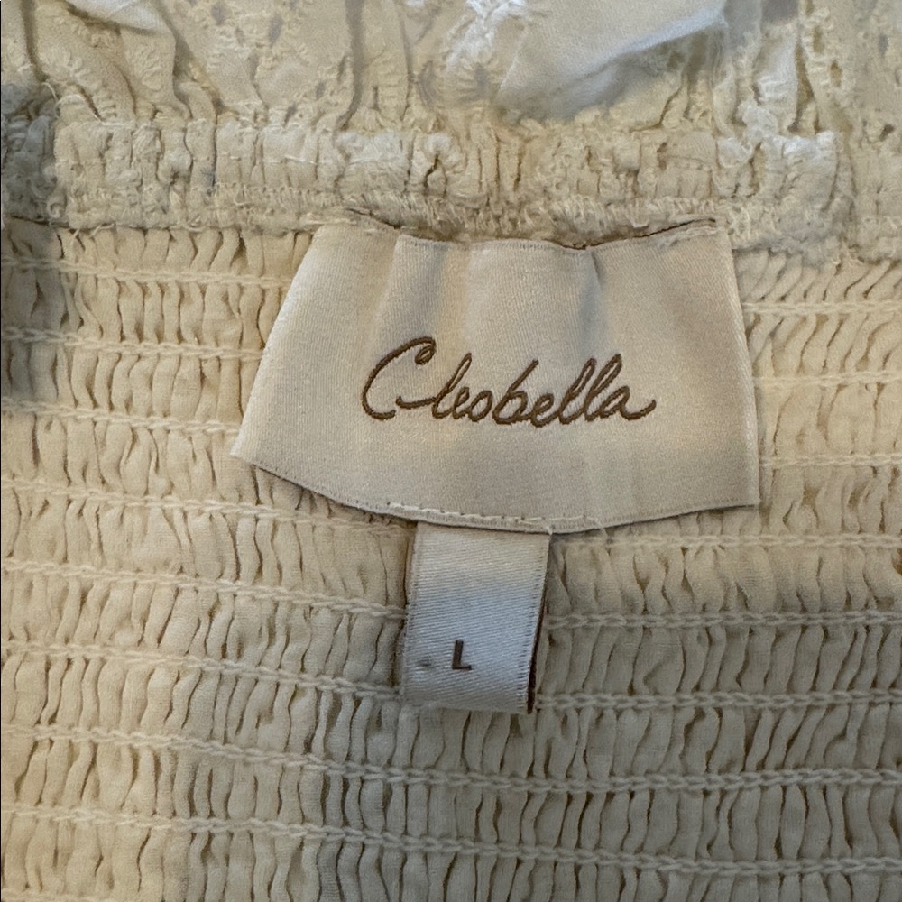 Cleobella Ivory Eyelet Smocked Top Dress Organic Cotton Bridal,Graduation Size L - Picture 2 of 9